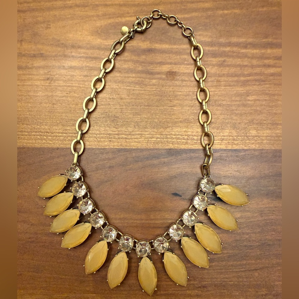 J CREW Statement Necklace Amber Yellow Stones 18 inches EUC